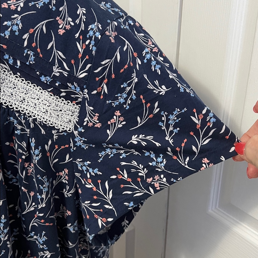 NWT Croft & Barrow Navy Blue Floral Print Long Nightgown Size 3X - Picture 5 of 14